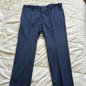 Hart, Schaffner Marx, navy pants.